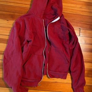 American apparel burnt red zip up hoodie